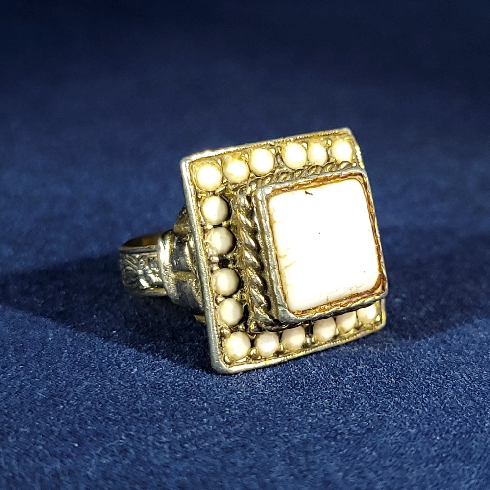Vintage Square Multi Stone Adjustable Ring - image 2